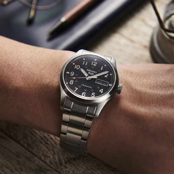 Seiko 5 Sports Flieger Automatic Black Dial Silver Steel Strap Watch for Men - SRPH27K1 - Image 11